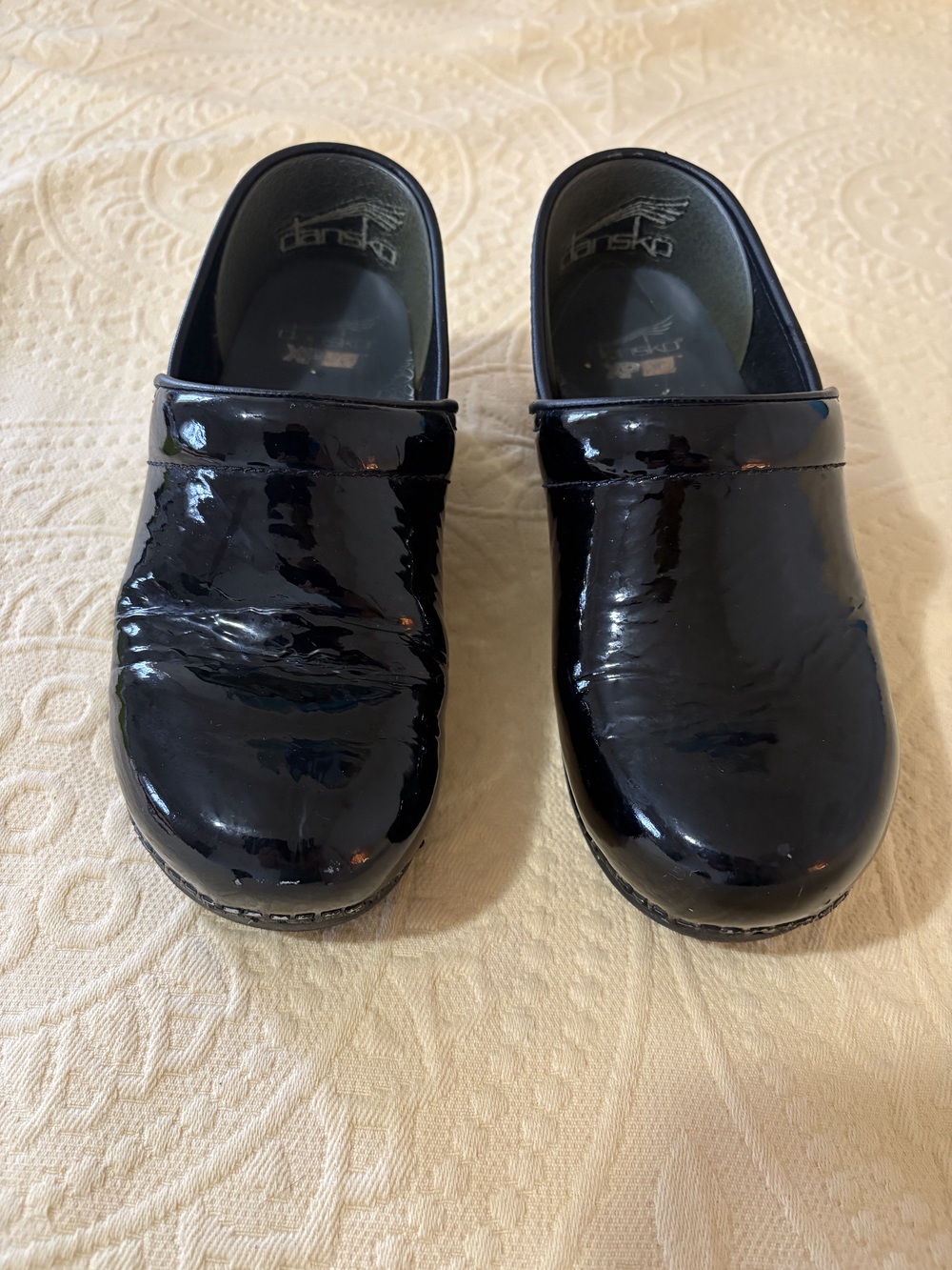 Dansko Black Patent Leather Clogs